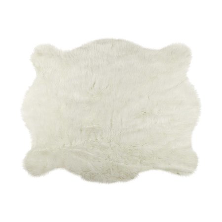 DECOR 4.25 x 5 in. Polar Bear Faux Hide Area RugOff White 328302